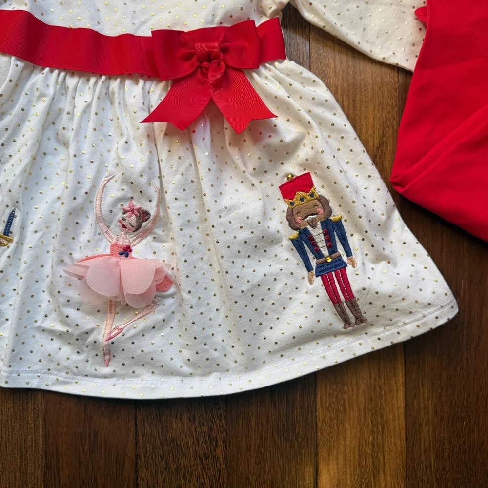 Bonnie Jean White and Red Dance Costume Dress with Tights Size 2T NWT